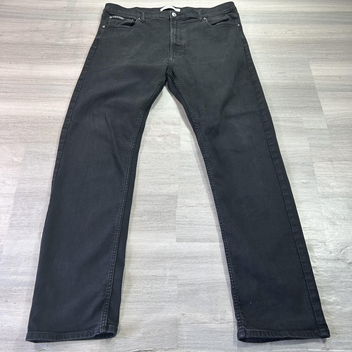 Calvin Klein Slim Straight Fit Jeans Mens 38x34 Black Stretch 