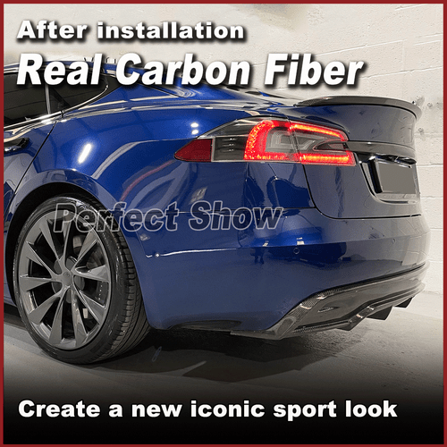 Fit For Tesla Model S Sedan 2016-2020 Real Carbon Fiber Rear Bumper Diffuser Lip - Bild 2 von 12