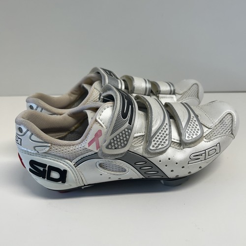 SIDI Womens Carbon Millennium White Road Cycling Shoes EU Sz 38 1/2 Cancer - Picture 6 of 11