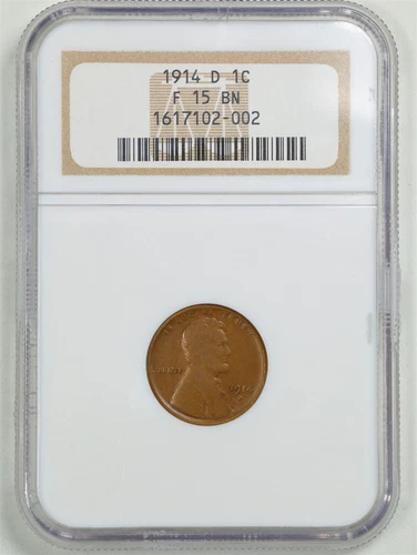 1914-D 1C Lincoln Wheat Cent F15 BN NGC 1617102-002