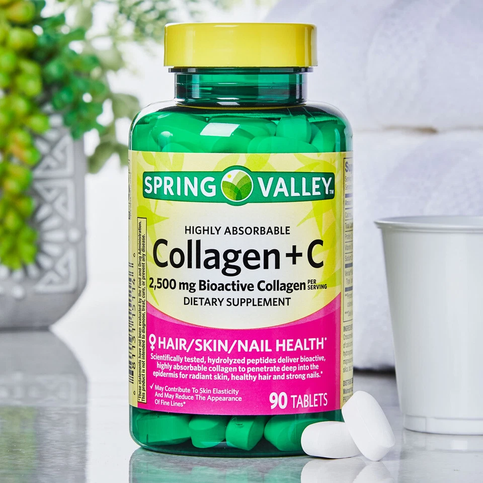 Spring Valley Highly Absorbable Collagen + C Tablets Dietary Supplement, 2,500 m - Image 3 of 4