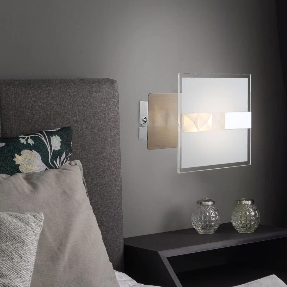 Lxwxh 12x15x9cm Lampada Parete Satinato Illuminazione Vetro LED Ingresso Argento - Immagine 4 di 4