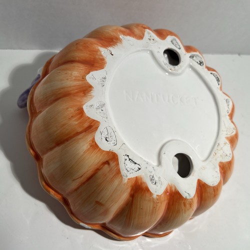 Halloween Candy Dish Pumpkin Ghost Bat - Ceramic Bowl Jack O Lantern - 9.5” - Picture 8 of 10