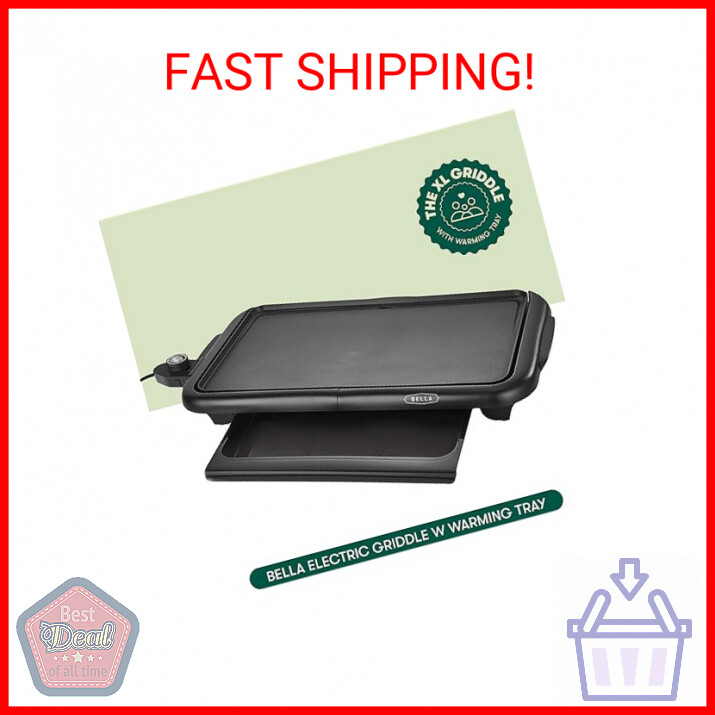 BELLA Electric Griddle with Warming Tray Smokeless Indoor Grill
