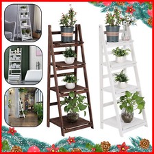 4 Tier Ladder Shelf Stand Storage Rack Vintage Bookshelf Bookcase Plant Flower