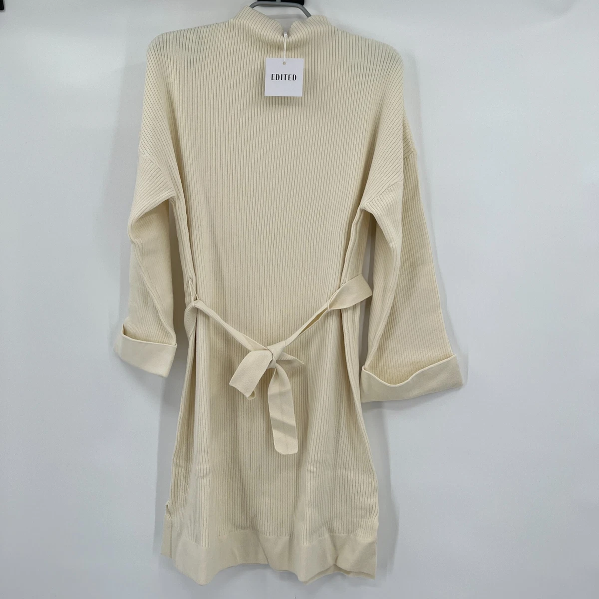 Edited Women s Nata Knit Sweater Dress in Off White Mini Length sz