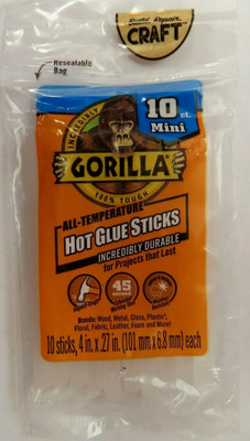 Gorilla Glue Hot Glue Sticks.  Package of 10 glue sticks  #3021002   NEW