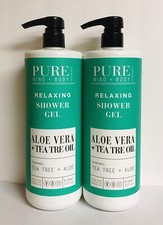 2 Bottles Relaxing Shower Gel with Aloe Vera Tea Tree Oil 32 fl oz Each