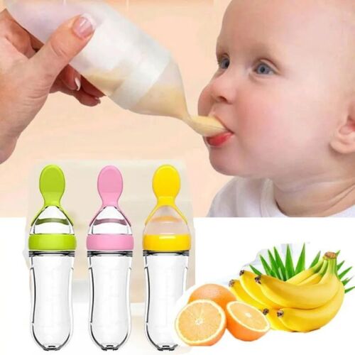 Baby Silicone Squeezing Feeding Bottle Newborn Baby Training Spoon tableware