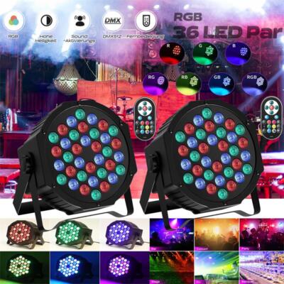 2X LED Par Strahler 36 LED Bühnenlicht Disco Show Partylicht RGB DMX Stage Lampe