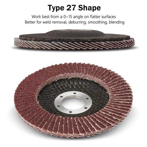 Paquete de 50 ruedas de molienda con solapa de 4,5"" 4-1/2"" 40 disco de lijado de óxido de aluminio grano T27 - Imagen 6 de 10