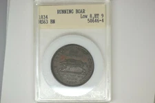 1837 Hard Times Token- Running Boar- Nice Brown BU