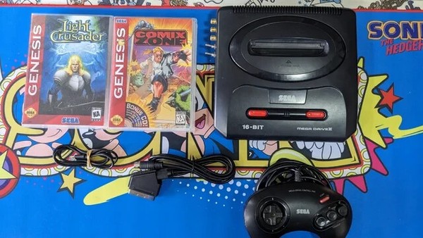Sega Mega Drive 2 RGB RCA USB-C 50 Hz / 60 Hz  Mando y 2 Juegos