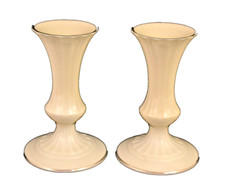 Candle Holders 2ea. Lenox Candle Holders Special 4" Ivory & Platinum Made In USA