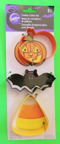 3pc Halloween Cookie Cutter Set Pumpkin Bat Ghost OR Skull Coffin Spider Web etc - Picture 2 of 5
