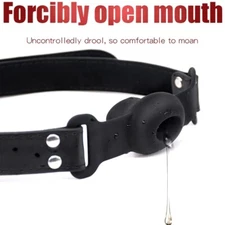 Hollow Hole Open Mouth Ball Gag Slave BDSM Bondage Slobber Oral Fixation Women