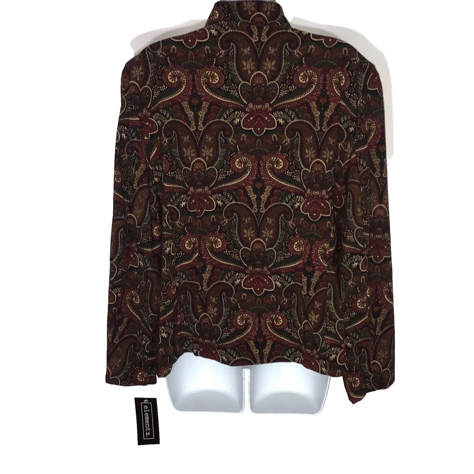 Elementz Jacket Womens Size XL Multicolor Paisley Floral Print Full Zip NEW - Image 3 of 4