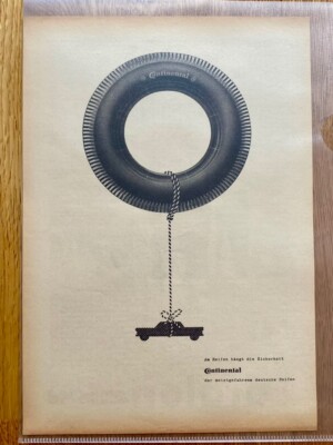 Continental Am Reifen hängt die Sicherheit Original 1959 Vintage Advert Werbung