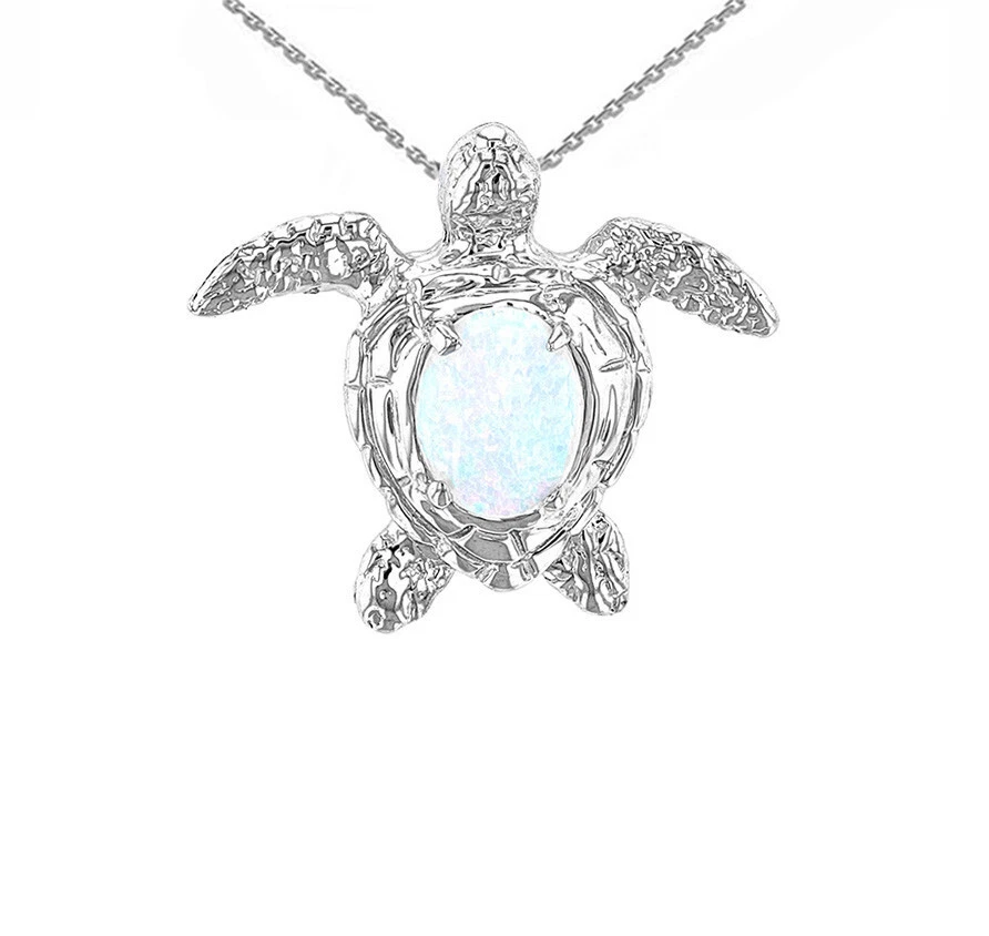 Tortuga marina dorada con caparazón de ópalo simulado (disponible en amarillo/rosa/oro blanco) Foto 3 de 4