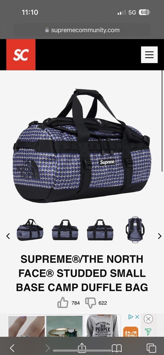 Supreme The North Face Studded Small Base Camp Duffle Bag Royal