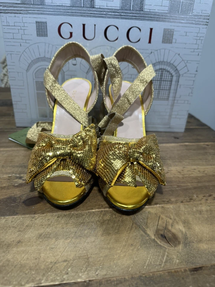 Alpargatas Gucci Cuña Cuero Dorado 38 Foto 2 de 4