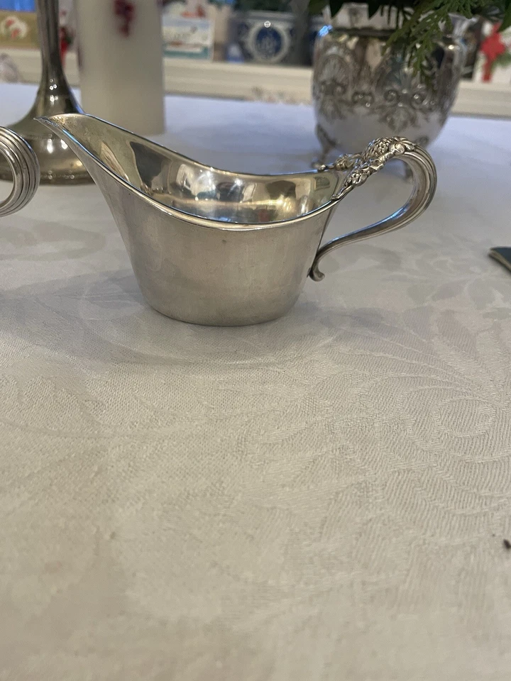 Crema y azúcar de plata de ley con diseño de trébol antiguo Tiffany Foto 3 de 4