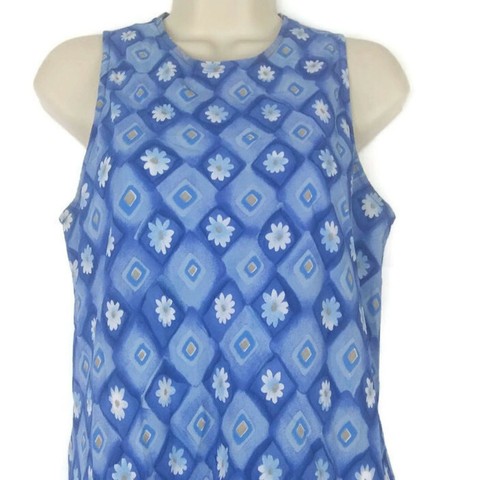VTG 1960's My Michelle Blue Floral Shift Dress Size 9/10 - Picture 2 of 6
