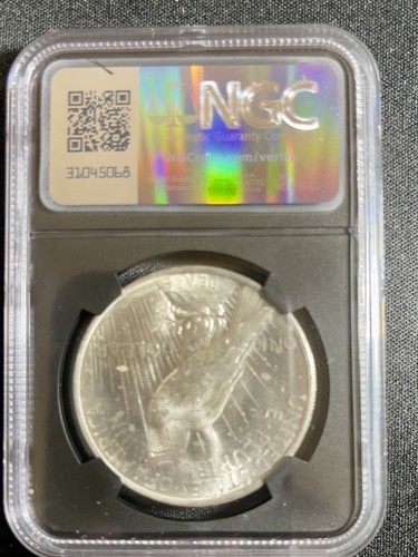 NGC 1922 BU Peace Silver Dollar Original Bag Fragment S$1 8153728-127 - Picture 3 of 3