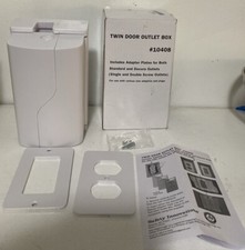 Child Safety Outlet Cover Twin Door Box Lock for Toddler Proofing-White