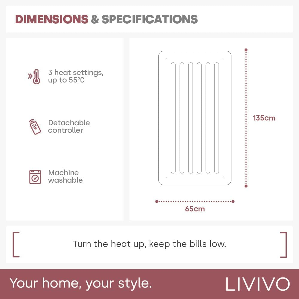 LIVIVO ® Electric Under Blanket Soft and Comfortable Heated Sheet