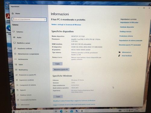 PC DESKTOP FISSO ASUS H81M-K INTEL i3-4170 3.70GHz 8GB RAM WINDOWS 10 VELOCE - Imagen 5 de 6