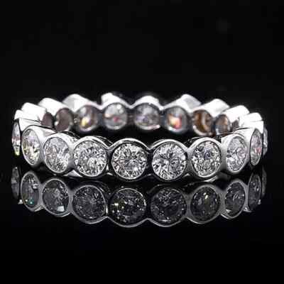 3Ct Round Lab-Created Diamond Full Eternity Wedding Ring 14K White Gold Plated