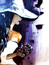 Original Painting Figurative Female Portrait Woman Fashion Original Art Dress