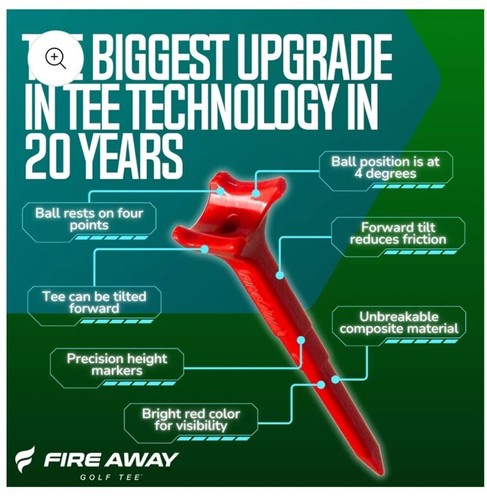 Fire Away Golf Tee Adds 5 Yards To Your Drive (Pack Of Four) New Technology ✨ - Picture 16 of 24