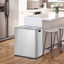 2 x 8-Gallon Trash Can Stainless Steel Recycling Kitchen Step Pedal Garbage Can