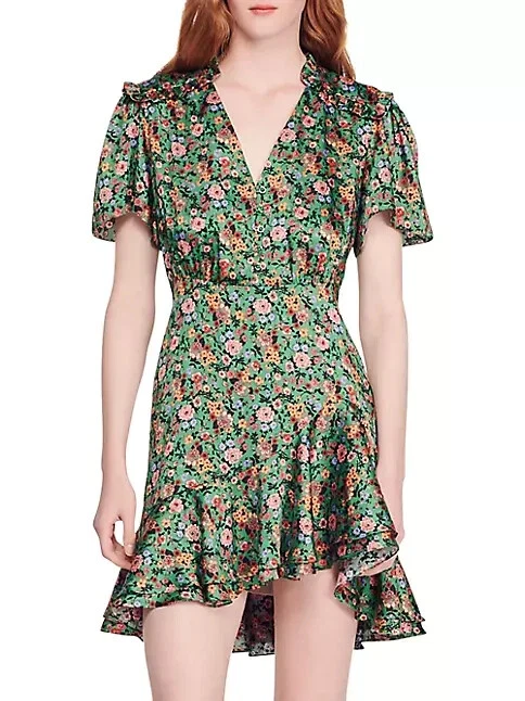 Sandro green floral clearance dress