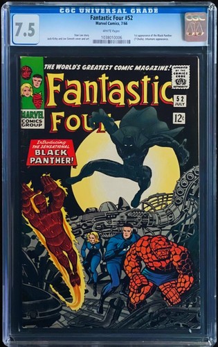 Fantastic Four 52 (1966) CGC 7,5 páginas blancas primera aparición Black Panther Marvel - Imagen 2 de 5