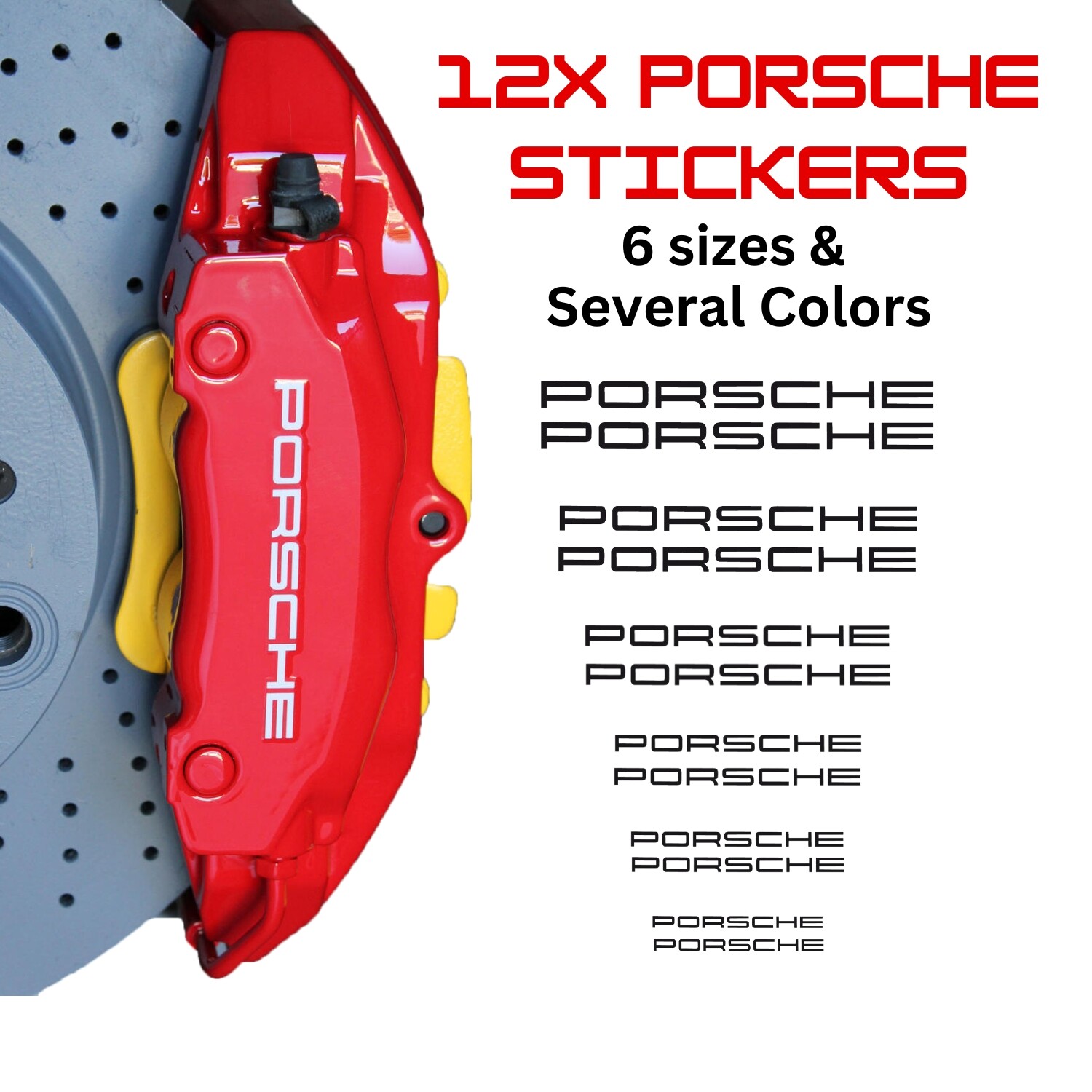 12x (911+993+964+996+944+930) BOXSTER CAYENNE PANAMERA MACAN Caliper Stickers