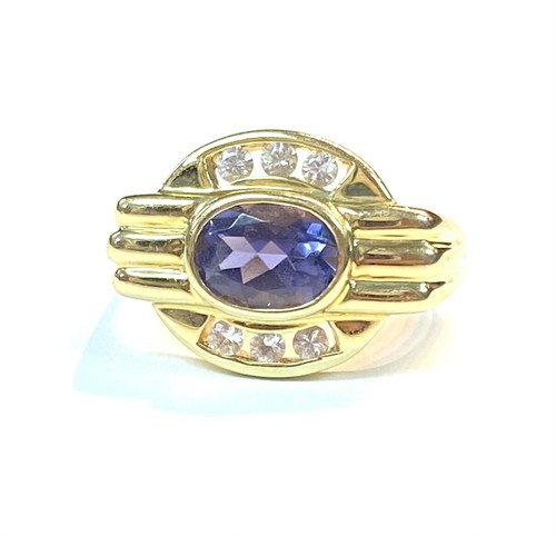 Lila Tansanit 14K Gelbgold und Diamant Ring - Bild 2 von 8