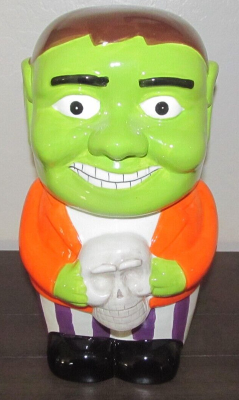 Frankenstein's Monster With Skull Candy Cookie Jar Canister 12" Kitchen Worthy