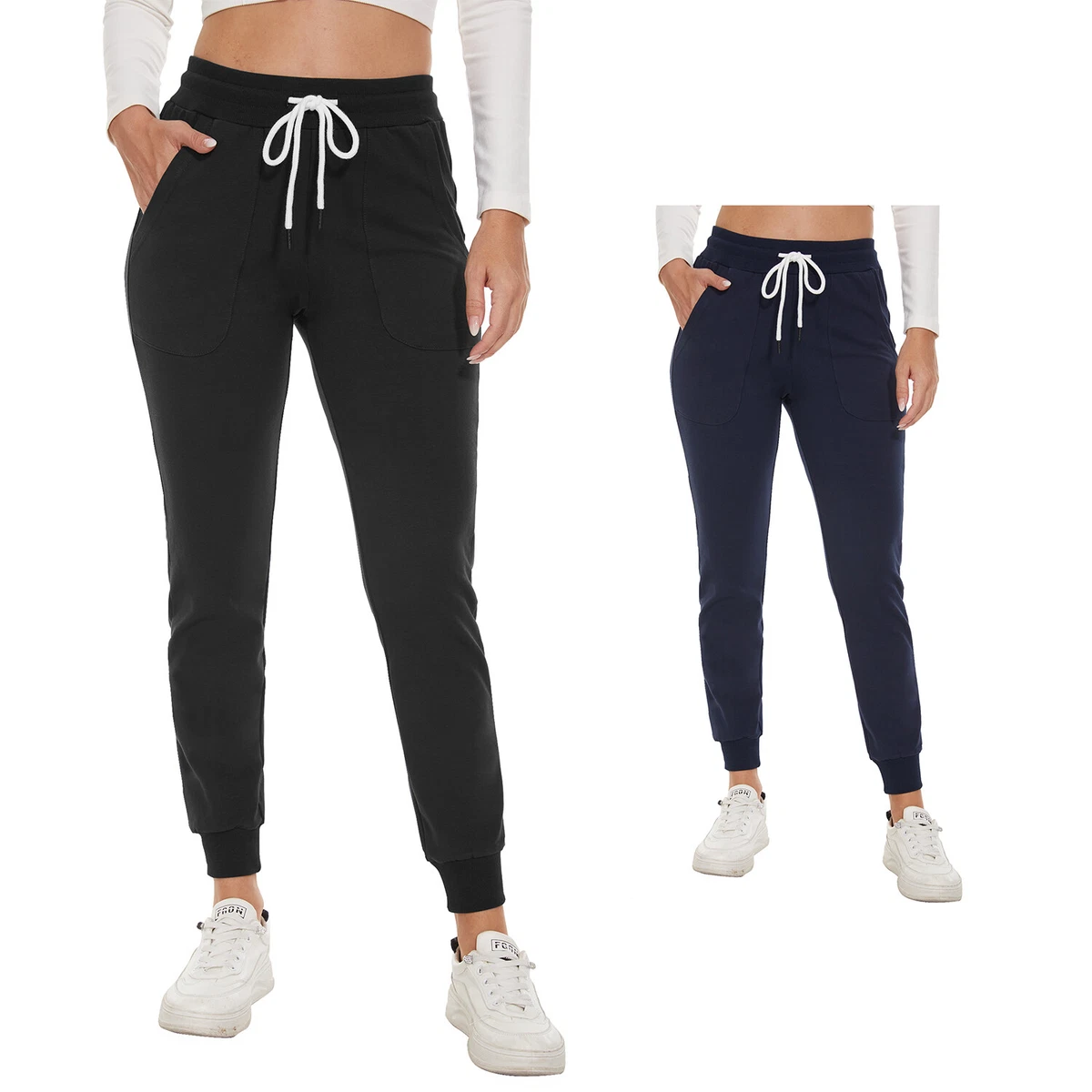 Women Sweatpants Stretch Loose Fit Joggers Drawstring Pockets