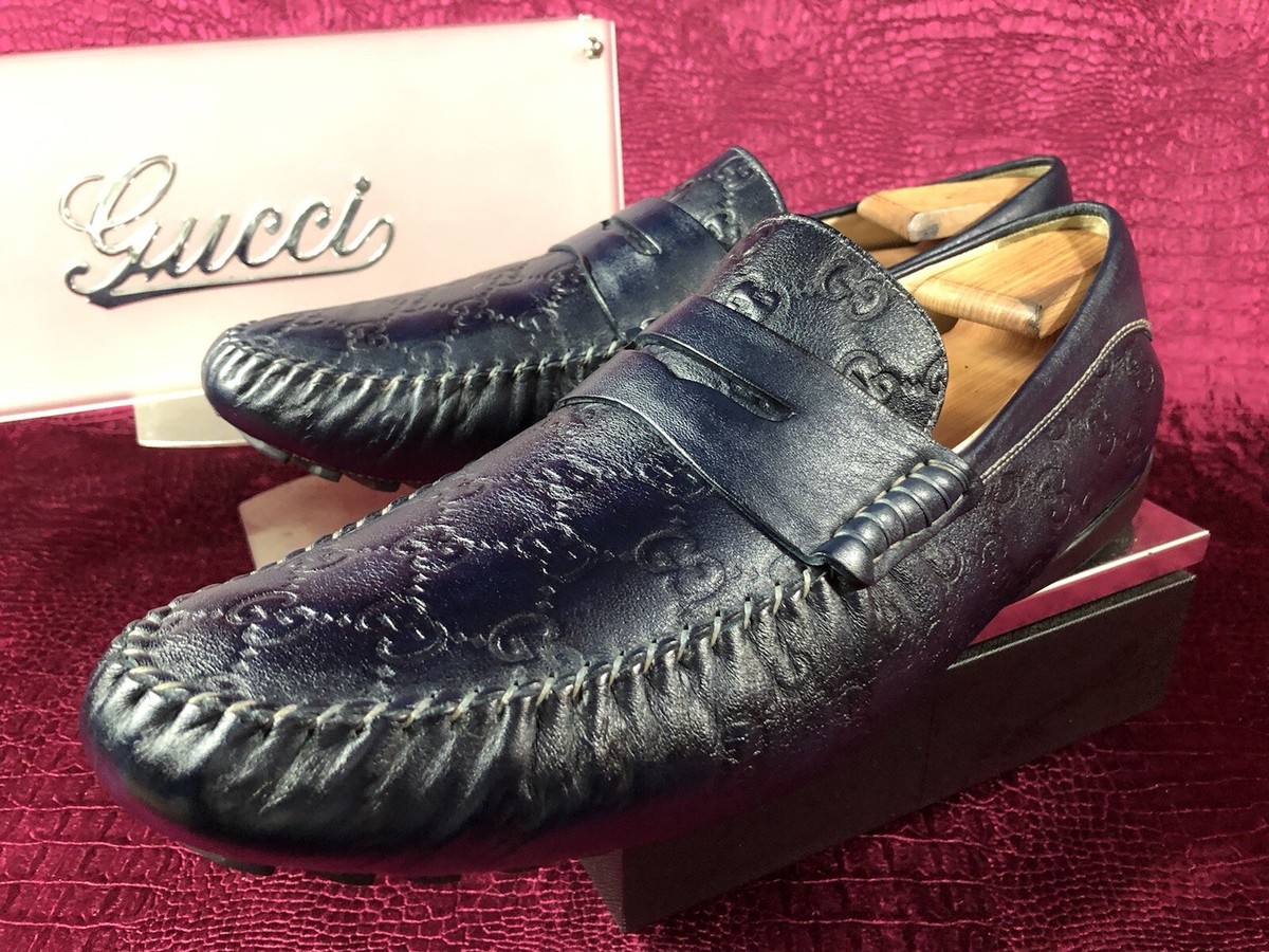 Mens Blue Gucci Supreme Drivers Sz 11.5 G / 12.5 US Made In 