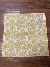 Vintage Orinoka Mills Fabric Upholstery Throw Pillow Gold Blue Floral (2) Piece