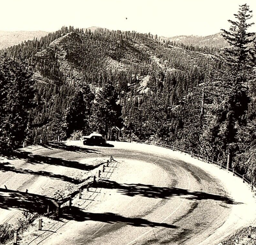c.1950 Blewett Pass Hwy Echo Point RPPC Wenatchee WA Mountain Road Switchback