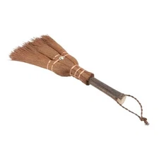 Mini Palm Broom 9.4X3.1In Natural Brown Brush with Hanging Rope Lightweight 