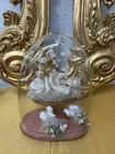 Antique Mary Child Wax With Dome And Flowers