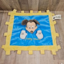 Mickey Mouse Lovey Baby Security Blanket Disney Parks Blue Yellow Blanky