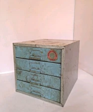 Vintage Metal Industrial Small Parts 4 Drawer Union Chest -Utility #410 Cabinet,