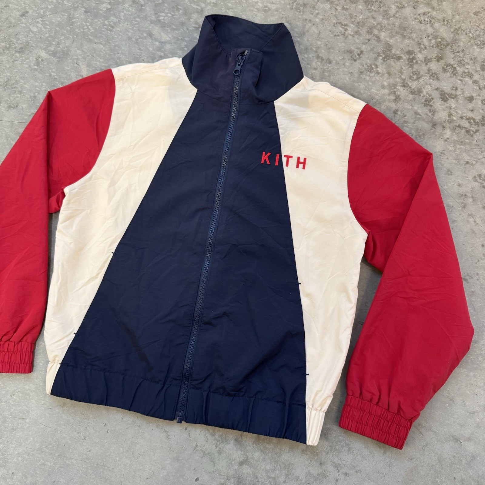 Kith Kids Color Block Track Jacket Multicolor Full Zip Nylon Youth Boys Size 12