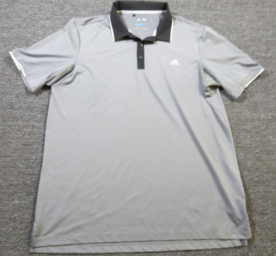 Adidas Polo Shirt Mens Large Gray Climacool Golf Performance Athletic Top